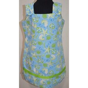 Hartstrings Girls 5 Reversible Beach Shells Starfish Seahorse Plaid Dress